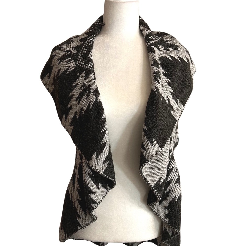 John Paul Richard Womens XL Southwestern Open Front Draped Knit Sweater Vest